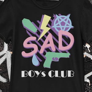 Sad Boys Club Tee, Mall Goth Sadboyz Emo Eboy Pastel Goth Vaporwave Cyberpunk Kawaii Aesthetic Clothing Graphic T-shirt