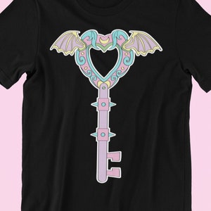 Pastel Goth Clothing - Gothic Key, Soft Grunge, Creepy Cute, Kawaii, Bat Wing, Harajuku, Unisex T-shirt