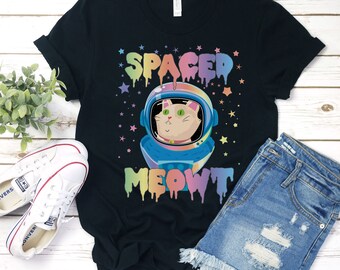 Galaxy Cat T-Shirt: Spaced Meowt, Pastel Goth Astro Kitty