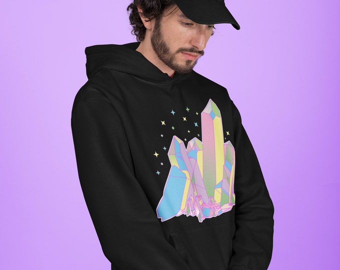 Vapeur, goth pastel, esthétique japonaise, vêtements kawaii, cristal pastel, art magique, sweat à capuche en cristal, sweat à capuche unisexe