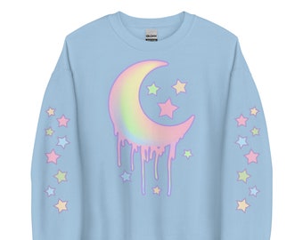 Pastel Moon Sweatshirt: Trippy Yume Kawaii Star Sleeves