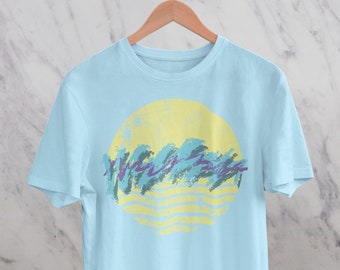 Camiseta retro minimalista con estética vaporwave, synthwave, outrun, regalo vintage retro de verano para él, ella, amigos o cumpleaños.