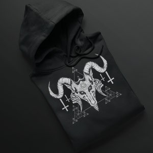 Satanic Hoodie - Baphomet Satan 666 Gothic Clothing Witchcraft Evil Occult Goat Black metal Unisex Sweater