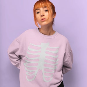 Pastel Goth Rib Cage Sweater- Nu Goth, Kawaii Sweatshirt, Witchy Soft Grunge Aesthetic, Yami Kawaii, Trendy Goth, Creepy Cute Clothes Lovers