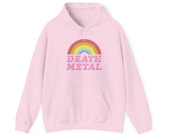 Death Metal Cute Hoodie - Rainbow Kawaii, Unisex Sweatshirt, Heavy Blend Pullover, Unique Gift, Edgy Hooded Jumper, Colorful Goth Top