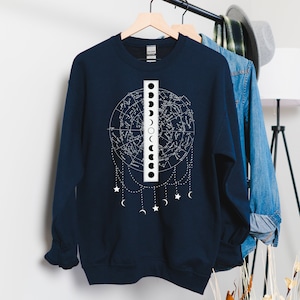 Suéter con gráfico de estrellas de la constelación celestial - Mapa de astronomía del zodíaco, sudadera con capucha espacial, sudadera con capucha de astrología, camisa lunar unisex