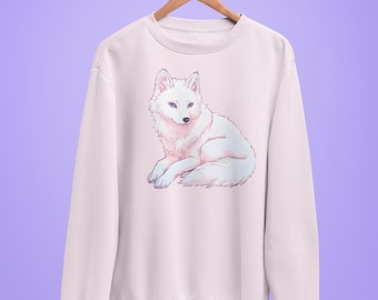 Kawaii Direwolf Puppy Sweatshirt, Wolf Graphic Pullover