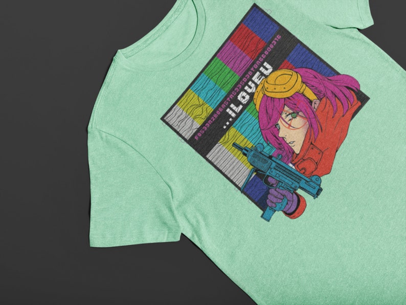 Vaporwave Aesthetic, Synthwave T-shirt, Streetwear Fashion, Soft Grunge Clothes, Cyberpunk Clothing Heather Mint