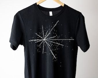 Camiseta espacial de astrología Regalos de estrellas de la NASA, Camisa celestial, Camisa científica, Mapa Voyager Pulsar, Arte minimalista, Camisetas gráficas, Regalo de Navidad