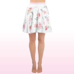 Cute Pastel Aesthetic Kawaii Skater Skirt, Pastel Goth, Pink Rose skirt, Kawaii Pastel, Fairy Kei Womens Skirt