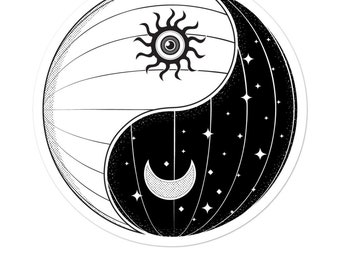 Yin Yang Sticker: Sun, Moon, Stars - Yoga Balance