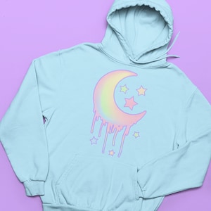 Trippy Pastel Moon Sweater, Yume Kawaii Sweatshirt, Pastel Goth, Harajuku Aesthetic, Fairy Kei Unisex Hoodie