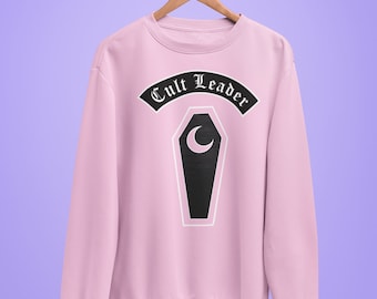 Suéter de líder de culto gótico kawaii: ropa grunge pastel, ataúd gótico, Halloween, nu goth, talla grande, sudadera unisex de estilo hardcore grunge