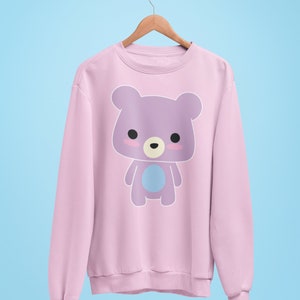 Kawaii Sweater, Pastel Goth Sweater, Pastel Aesthetic, Harajuku Clothing, Fairy Kei Teddy, Unisex, Plus Sizes, Soft Sweatshirt