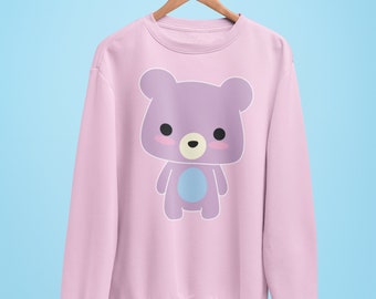 Kawaii Sweater, Pastel Goth Sweater, Pastel Aesthetic, Harajuku Clothing, Fairy Kei Teddy, Unisex, Plus Sizes, Soft Sweatshirt