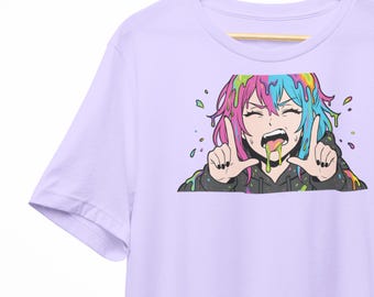 Anime Girl T-Shirt, Yami Kawaii Rainbow Slime Harajuku Tee