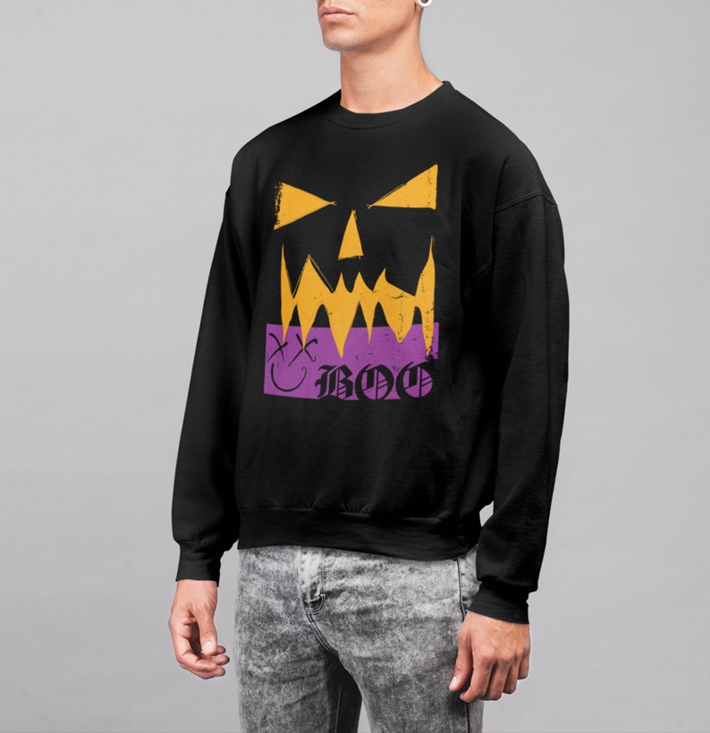 Jack O Lantern Halloween Sweater Sweatshirt for Men or Women Shirt Adult Pullover Aesthetic Streetwear Rustic Unisex image 3