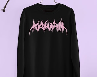 Kawaii Black, Death Metal Pastel Goth Logo - Creepy Cute Clothing, Sad Girl Sweater, Nu Gothic Grunge Unisex Japanese Harajuku Sweatshirt