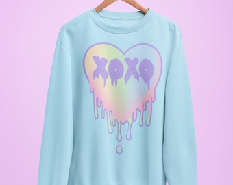 Pastel Heart Sweater: Yume Kawaii Harajuku Fashion