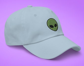 Alien Hat Embroidered NASA Space Gift Dad Mom Hat Baseball Cap Edgy Roswell Kawaii Pastel Unisex Fit