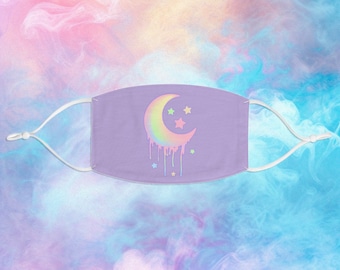 Trippy Pastel Moon Face Mask, Yume Kawaii Mask, Pastel Goth Mask, Harajuku Aesthetic, Fairy Kei, Reusable Comfy, Premium face mask