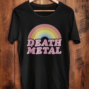 Death Metal Rainbow T-shirt - Kawaii Heavy Metal Rainbow, Kawaii fashion, Pastel Grunge, Unisex, Pink, Light Blue, Plus Sizes Available