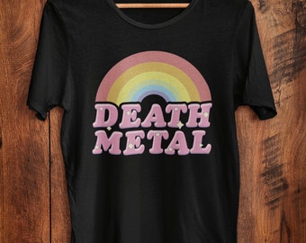 Death Metal Rainbow T-shirt - Kawaii Heavy Metal Rainbow, Kawaii fashion, Pastel Grunge, Unisex, Pink, Light Blue, Plus Sizes Available