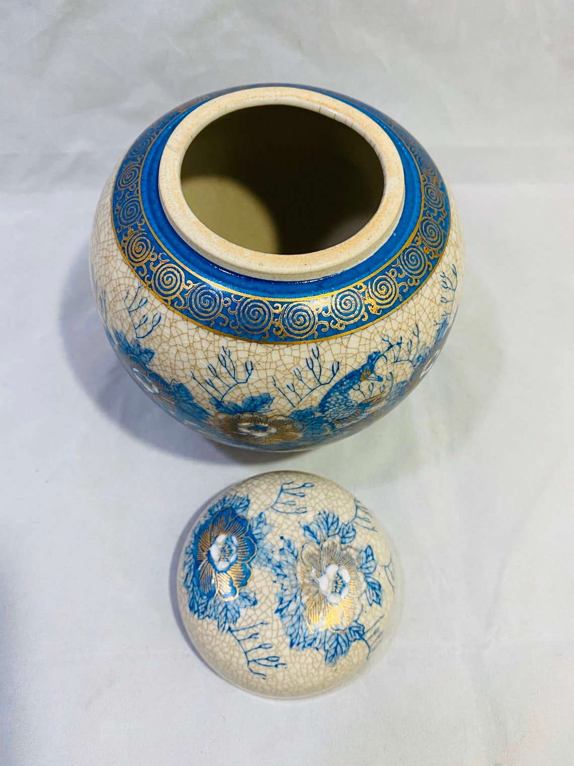 Vintage Genuine Kutani Ginger Jar with Lid Original Sticker Etsy