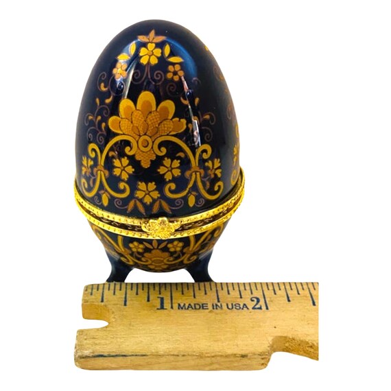 VTG Hinged Egg Box Cobalt Blue Floral Porcelain S… - image 8