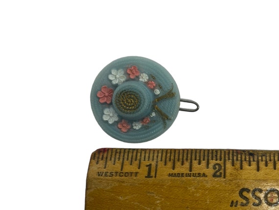 Vintage Plastic Barrette Round Floral  Mid Centur… - image 3