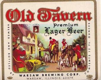Vintage Beer Label Warsaw Brewing Company Illinois USA Beer Advertising  Ephemera Fox Hunt