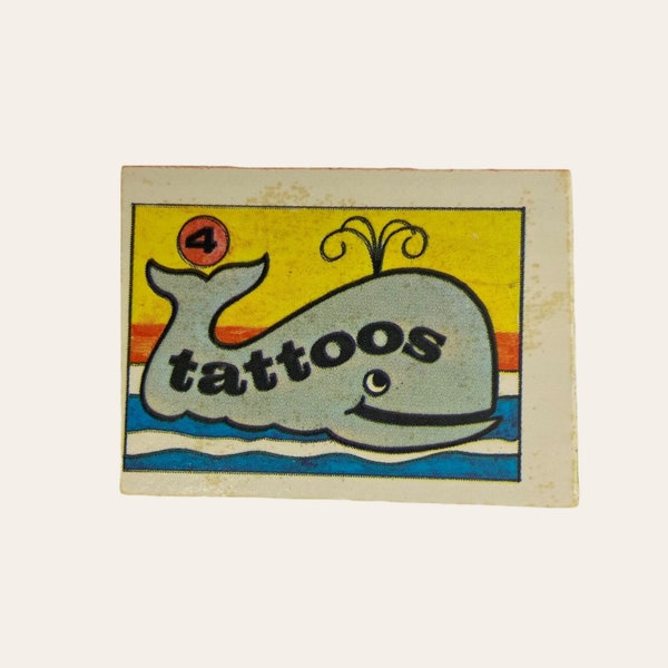 1970s Cracker Jack Prize Book  Toy Miniature Tattoo Book Whale Tiny Art  Vintage