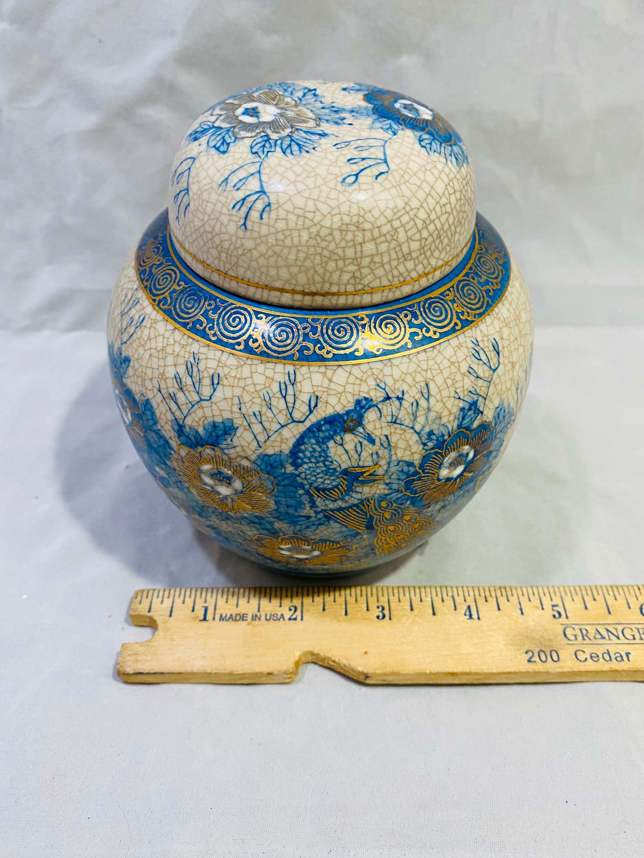 Vintage Genuine Kutani Ginger Jar with Lid Original Sticker Etsy