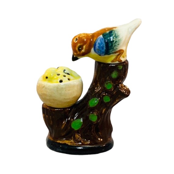 Mid Century Bird Nest Salt Pepper Rare 3 Piece Shaker Set Hand Etsy