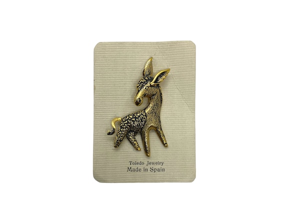 Mid Century Spain Donkey Gold Tone Brooch Made by… - image 1