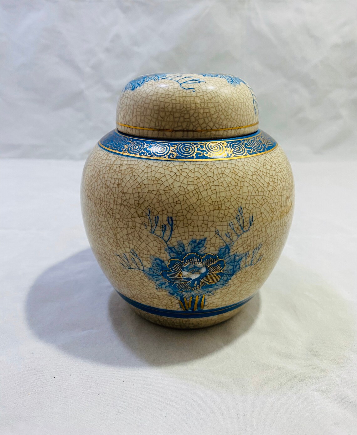 Vintage Genuine Kutani Ginger Jar with Lid Original Sticker Etsy