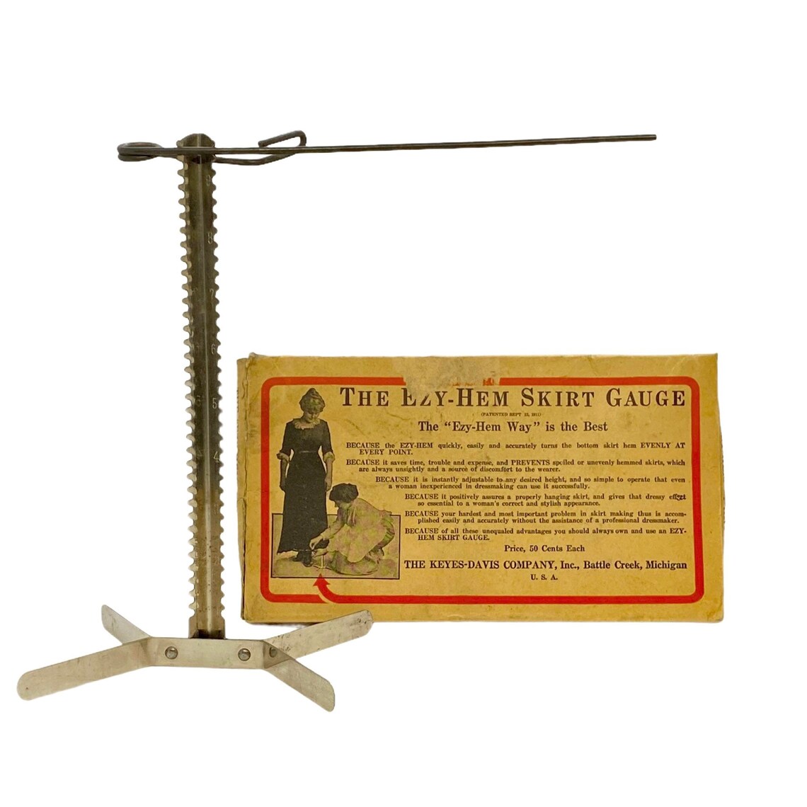 Antique Keyes Davis Co Ezy Hem Skirt Gauge with Box Patented Etsy