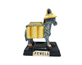 Mid Century Donkey Catchall Jewelry Holder Hand Painted by Chase Japan Kitsch Decor Vanity Storage Vintage Animal