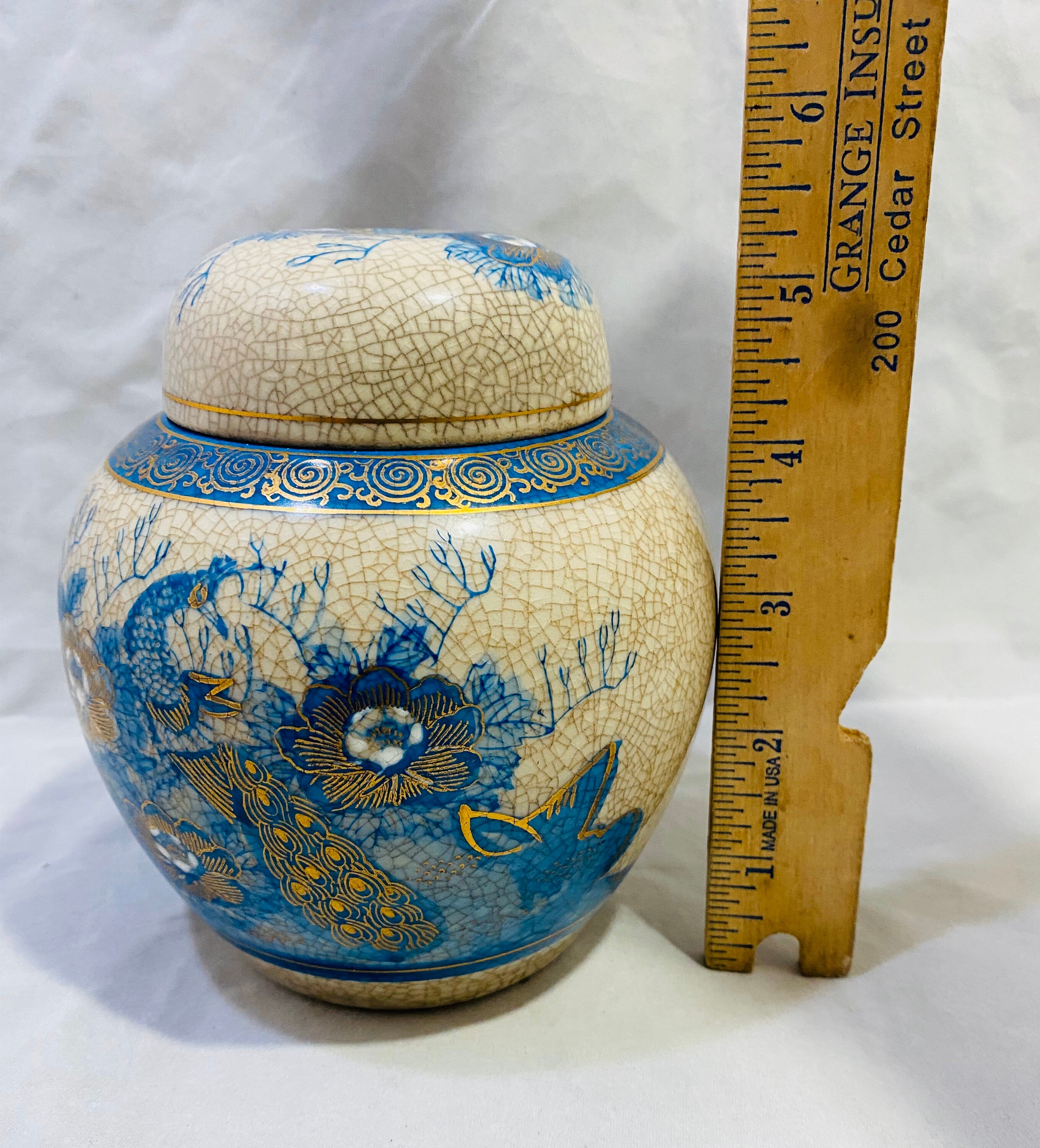 Vintage Genuine Kutani Ginger Jar with Lid Original Sticker Etsy
