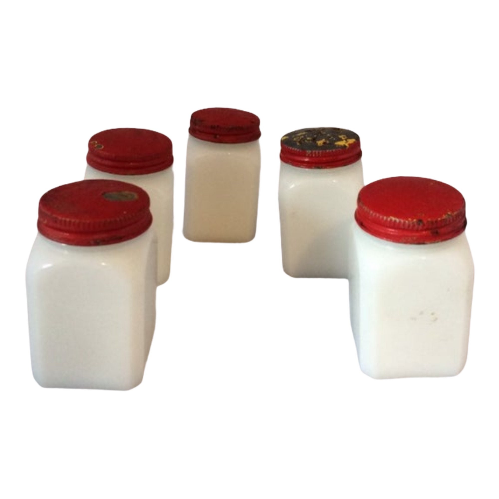 Milk Glass Spice Jars, Set of 4, Vintage White Spice Jars With Plastic  Lids, Made in Taiwan 