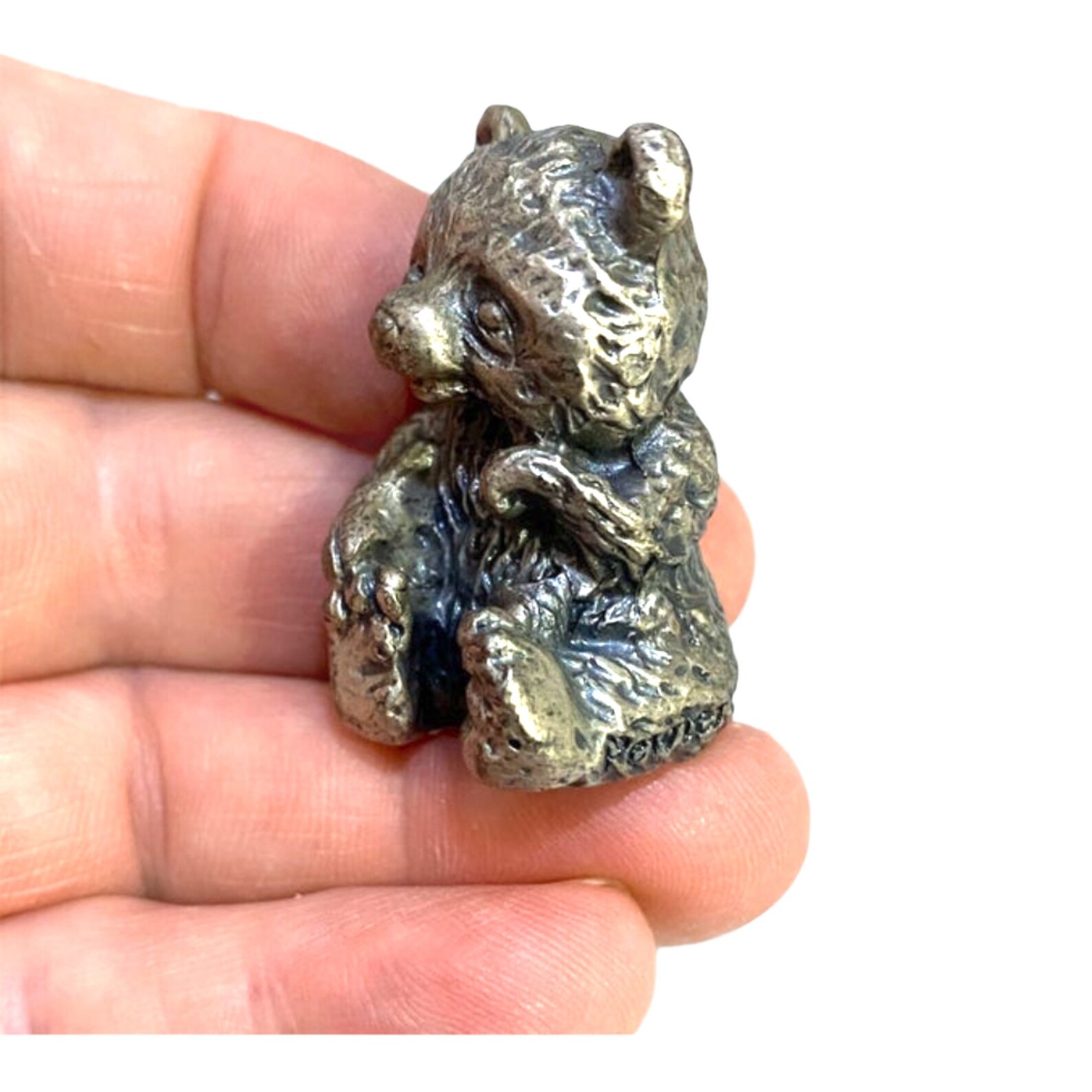 Vintage Pewter Miniature Bear Sitting Figurine 1 Inch Etsy