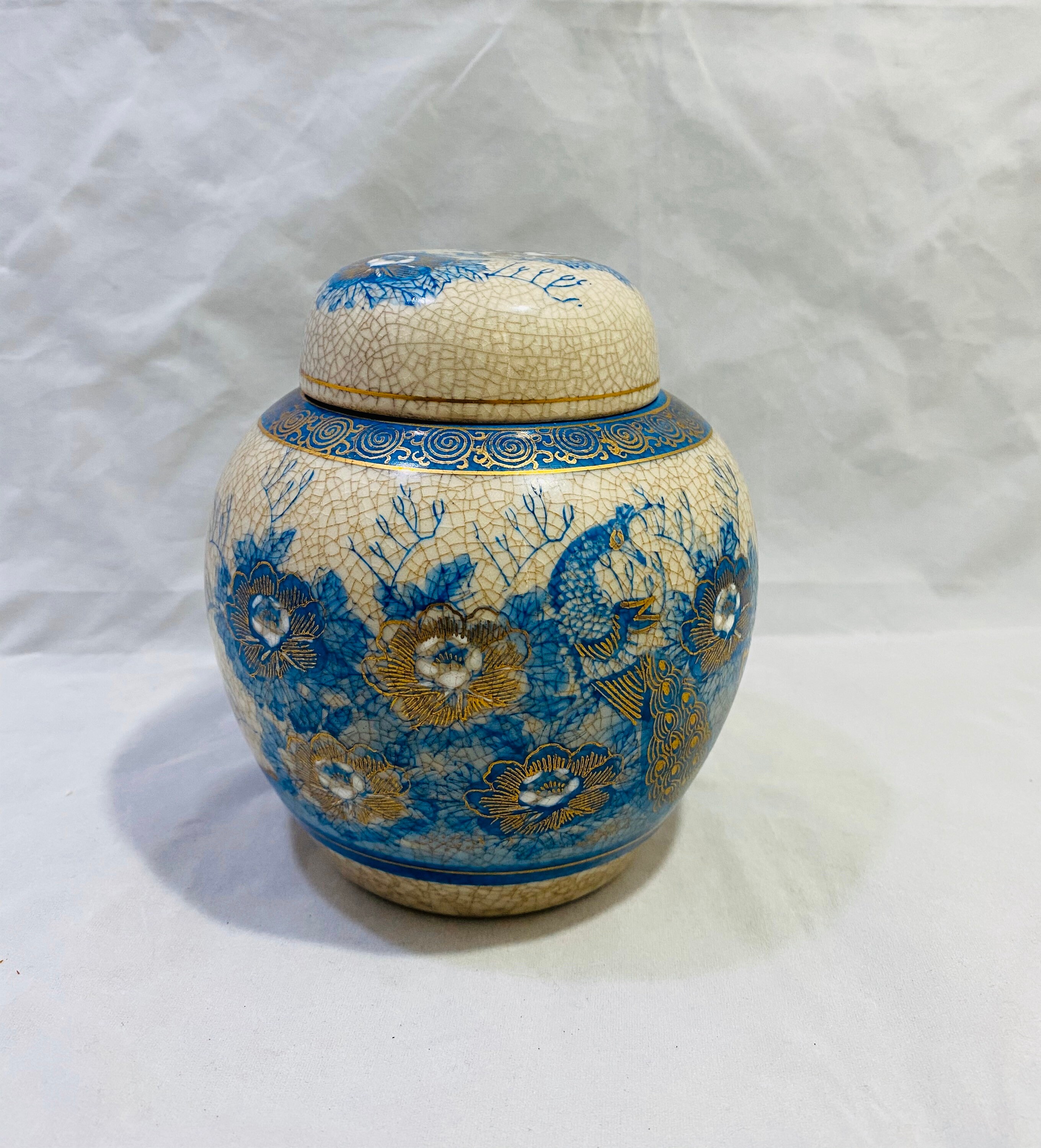 Vintage Genuine Kutani Ginger Jar with Lid Original Sticker Etsy