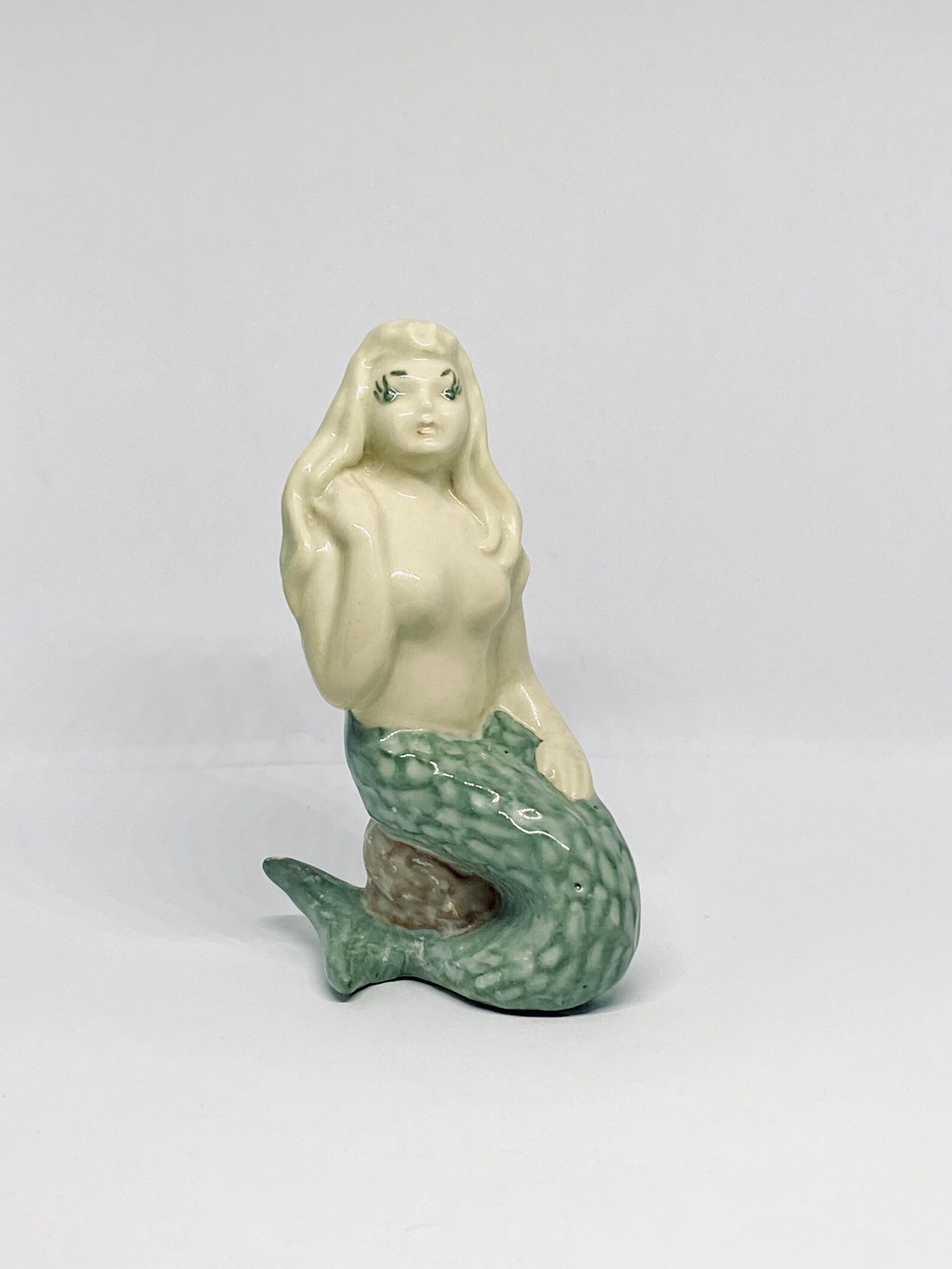 Vintage Mermaid Figurine Porcelain Beach Figures Old Fish Etsy