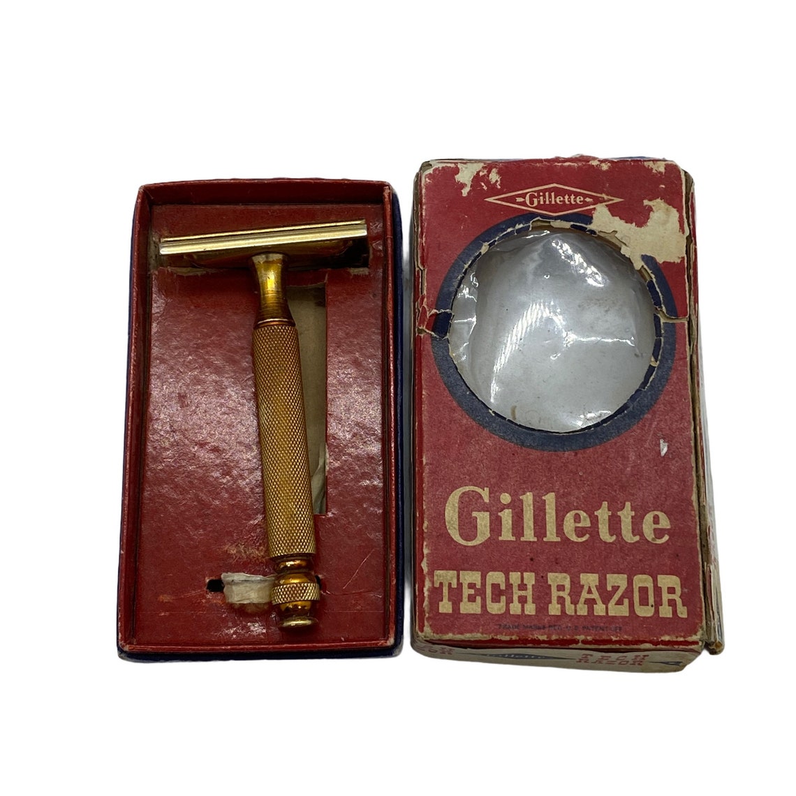1940s Gold Gillette Tech Razor with Box Vintage Safety Razor Etsy