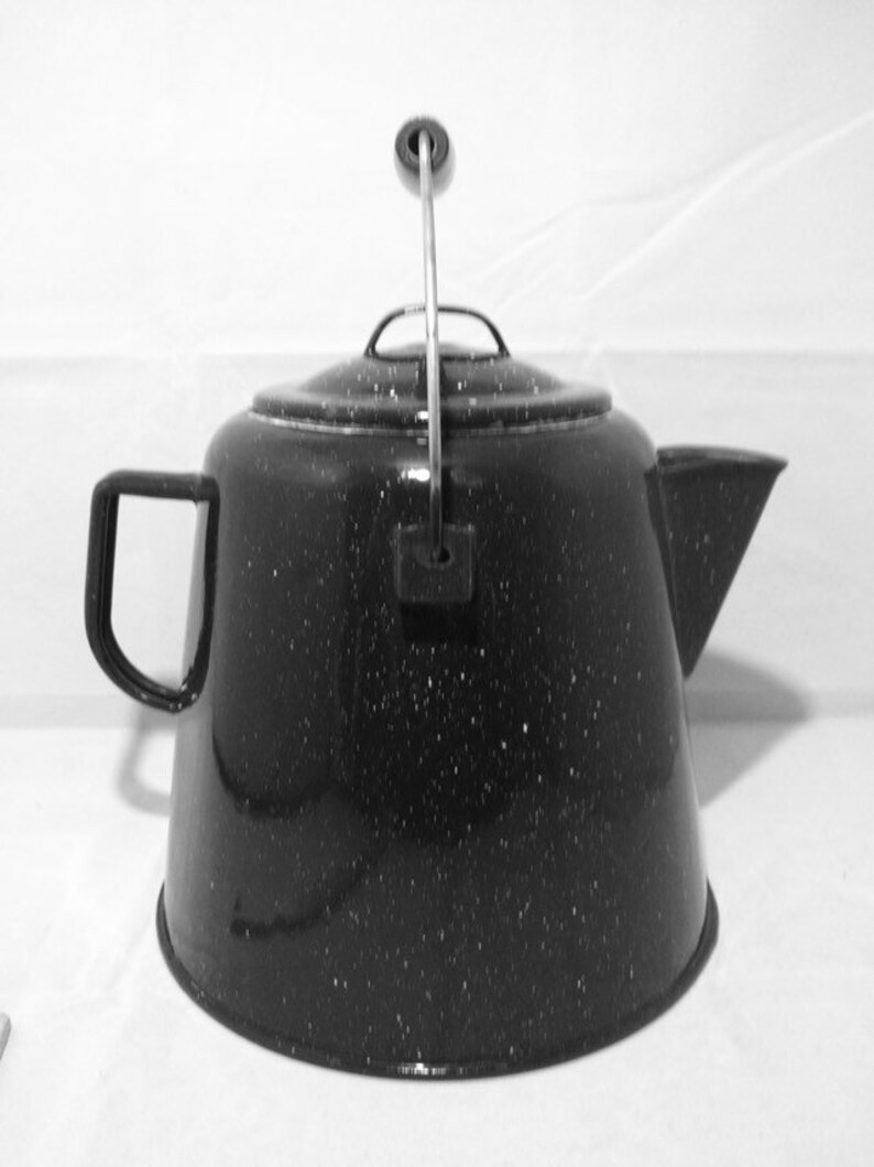 Vintage Black Enamelware Coffee Pot Speckled Enamel Pot | Etsy