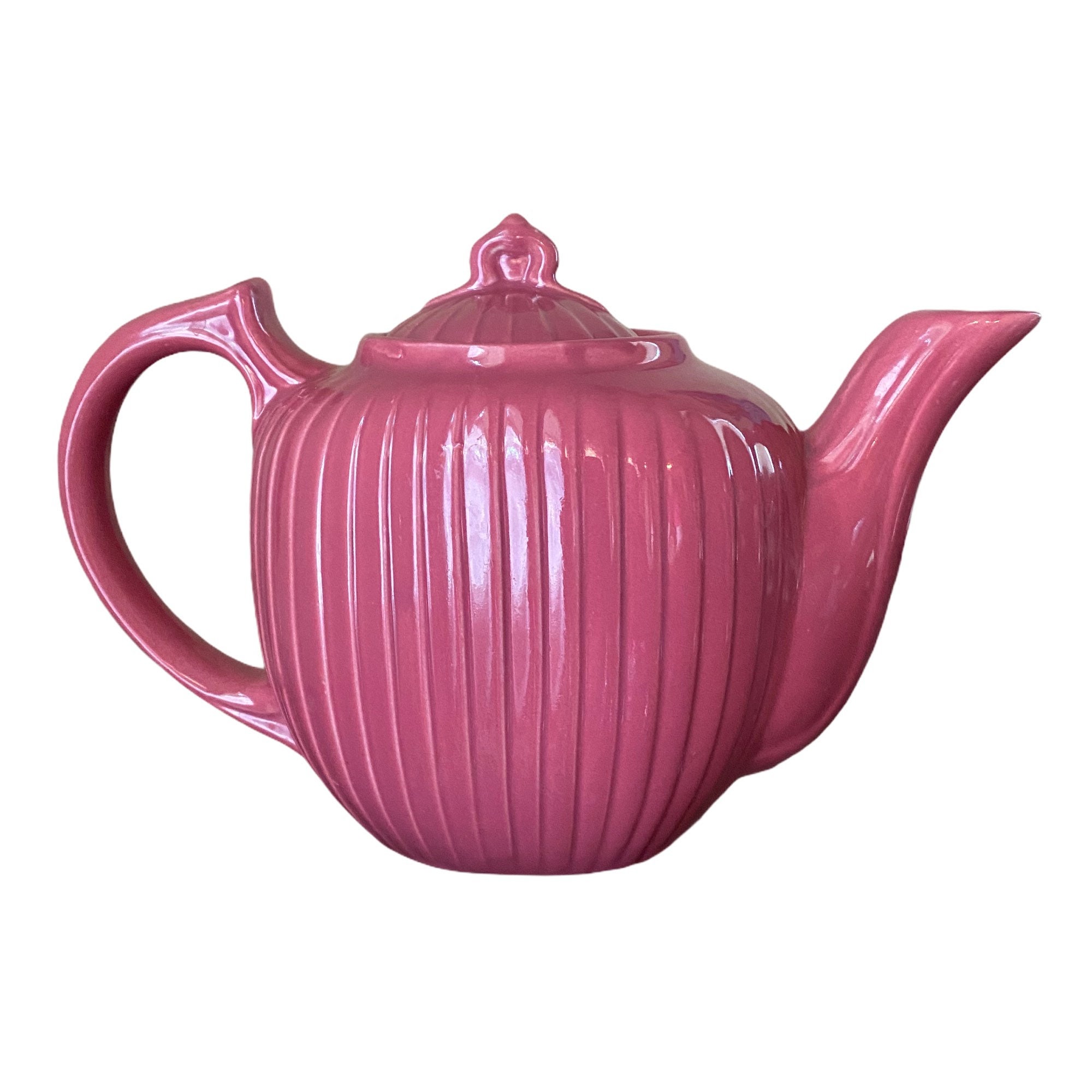 Vintage Fluted Teapot Pink 1950s Ceramic Ribbed Tea Pot 4 Cup Etsy UK