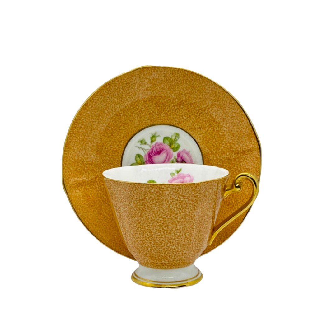 VTG Roslyn Fine Bone China Tea Cup Footed With Saucer England Mid