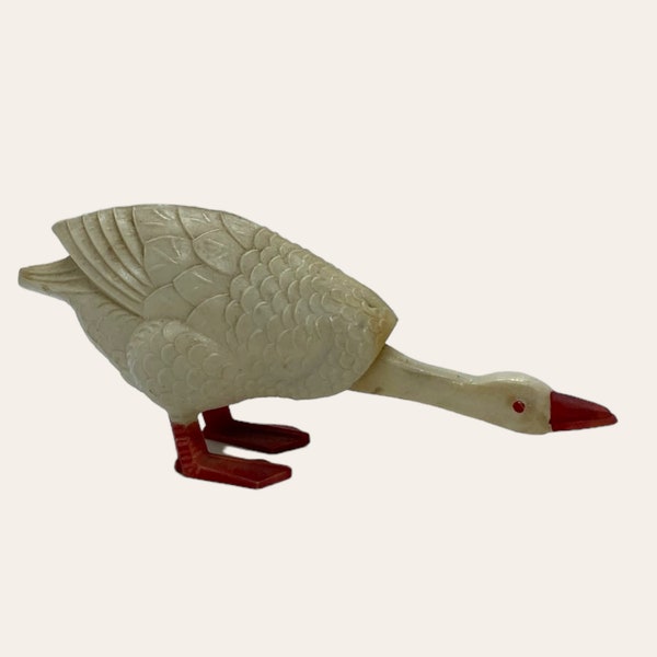 1940s German Celluloid Nodder Goose Toy Vintage with Moving Head, Unique Side-to-Side & Up-and-Down Nodding Figurine Vintage