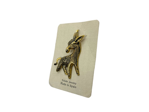 Mid Century Spain Donkey Gold Tone Brooch Made by… - image 9