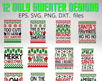 Ugly Christmas Sweater SVG PNG Bundle: Funny Holiday Designs (Digital Download only)